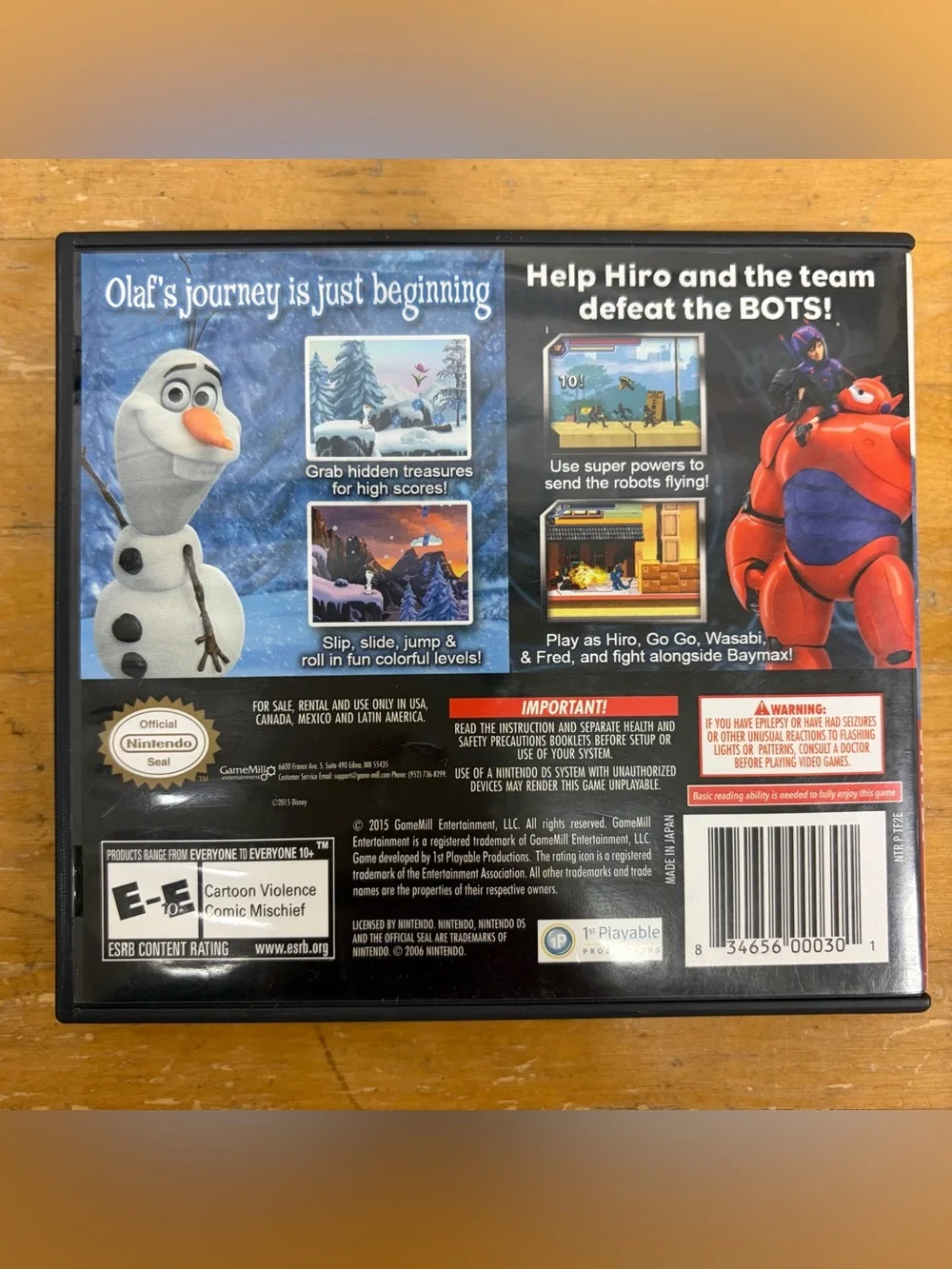 Lot of 2: Disney Planes/Big Hero 6 & Frozen Olaf's Quest (2 Pack) Nintendo DS